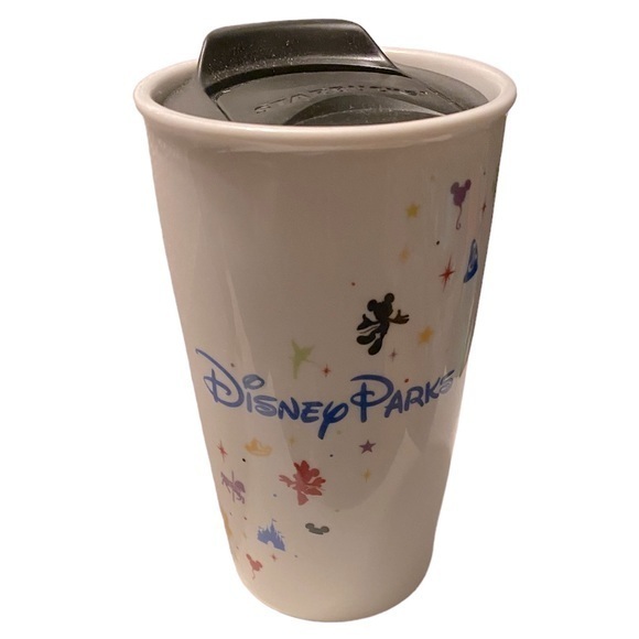 Starbucks Coffee Ceramic Tumbler 12oz 2015 Disney Parks RETIRED w/ Lid.